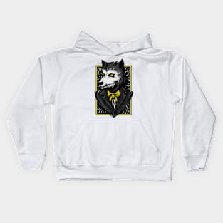 Big Bad Wolf Suit Black Yellow Kids Hoodie